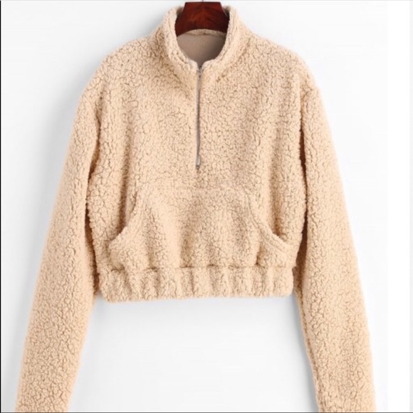 ❤️Zaful Cropped Teddy Half Zip Pullover 🧸 - Picture 2 of 3